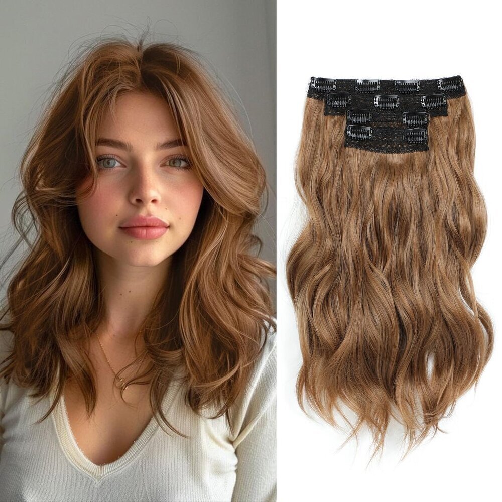 Clip In Hair Extensions, 14inch Short Wavy Curly Clip In Hair Extensions Blonde